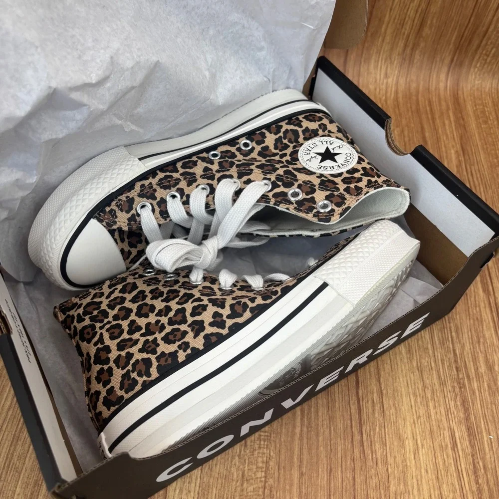 Converse CTAS EVA Lift Hi Youth 3 Leopard Print Brown Platform A16593C NEW